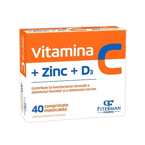 Vitamina C+Zn+D3, 40 comprimate masticabile, Fiterman — preț și oferte