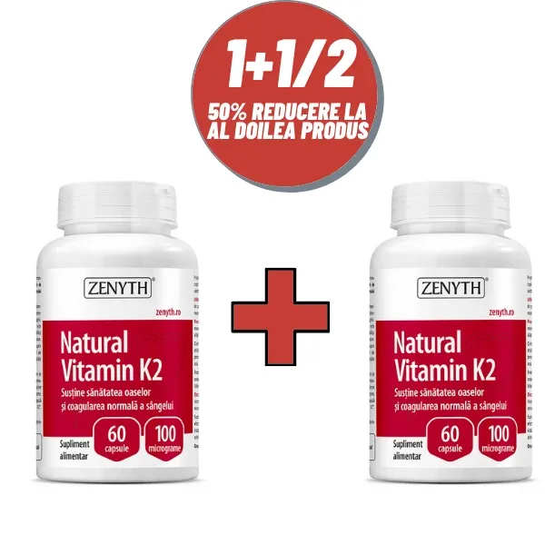 Vitamina K2, 60 + 60 capsule, Zenyth (50% reducere la al doilea produs) — preț și oferte