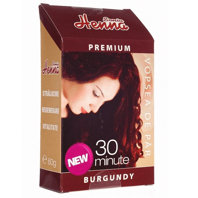 Vopsea de par cu henna nuanta burgundy Sonia Henna, 60 g, Kian Cosmetics — preț și oferte
