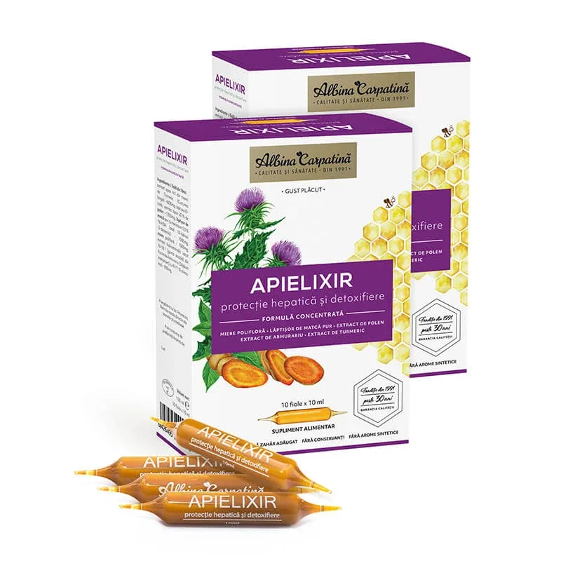 APIELIXIR protectie hepatica Albina Carpatina, 20 + 10 fiole x 10 ml, Apicola — preț și oferte