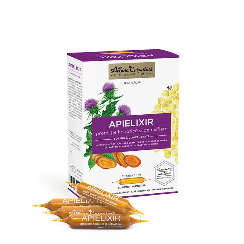 APIELIXIR protectie hepatica Albina Carpatina, 20 fiole x 10 ml, Apicola — preț și oferte