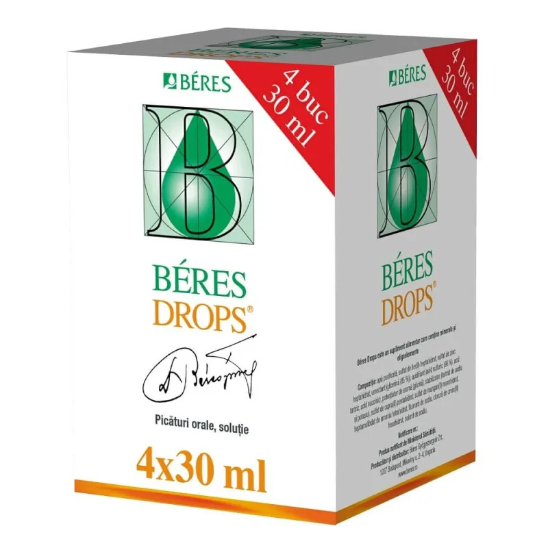 Beres Drops, 4 flacoane, 30 ml, Beres Pharmaceuticals Co — preț și oferte