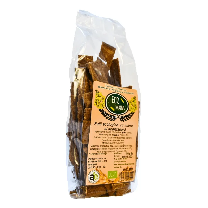 Biscuiti Bio cu miere si scortisoara, 150 g, Ecomania — preț și oferte
