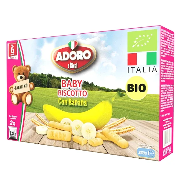 Biscuiti cu banana Bio, 250 g, Adoro Bimbi — preț și oferte