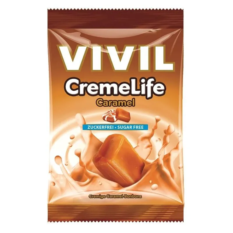 Bomboane fără zahăr cu aromă de caramel Creme Life, 60 g, Vivil — preț și oferte