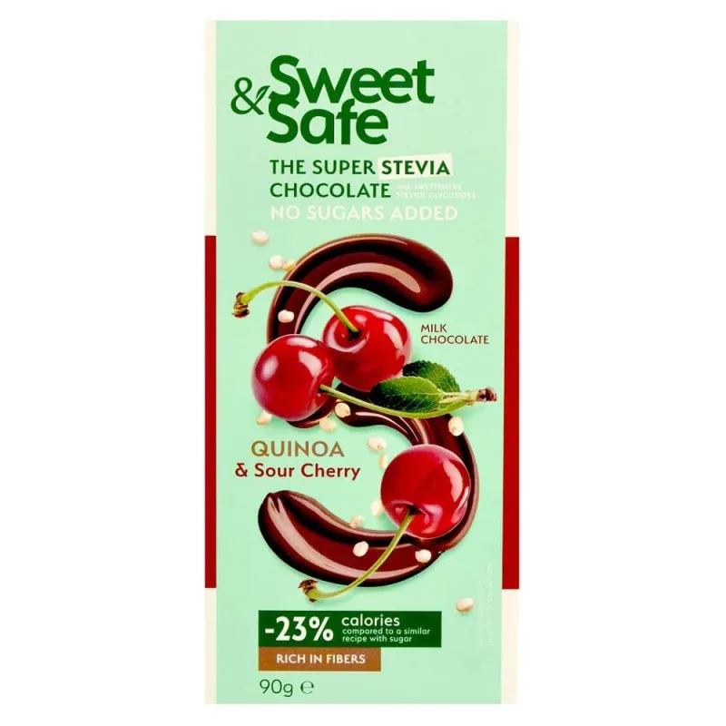 Ciocolata cu lapte, quinoa si visine Sweet & Safe, 90 g, Sly Nutritia SLY NUTRICIA — preț și oferte