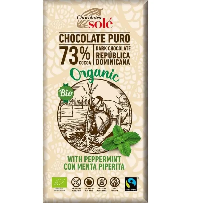Ciocolata neagra ecologica cu menta 73% cacao, 100g, Pronat — preț și oferte