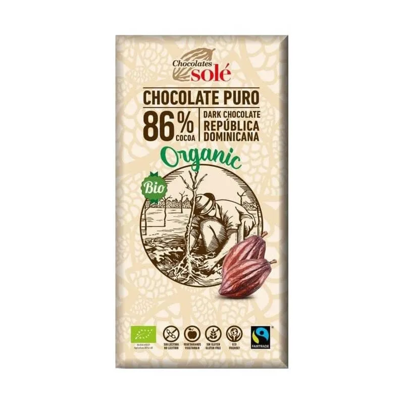 Ciocolata neagra ecologica 86% cacao, 100g, Pronat — preț și oferte