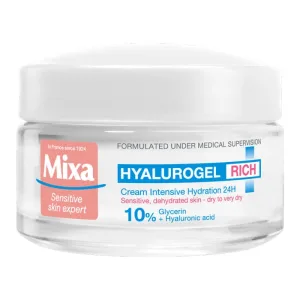 Crema intens hidratanta 24h cu acid hialuronic pentru piele uscata si foarte uscata Hyalurogel Rich, 50 ml, Mixa