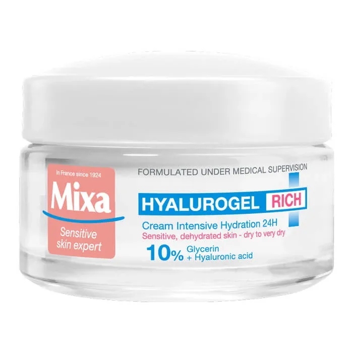 Crema intens hidratanta 24h cu acid hialuronic pentru piele uscata si foarte uscata Hyalurogel Rich, 50 ml, Mixa — preț și oferte