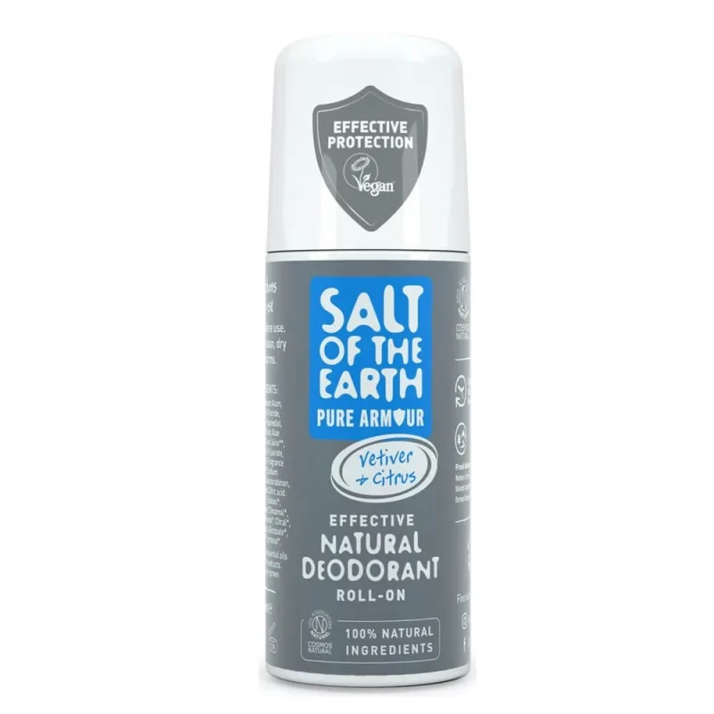 Deodorant roll-on pentru barbati cu vetiver si citrice Salt Of The Earth Pure Armour, 75 ml, Crystal Spring — preț și oferte