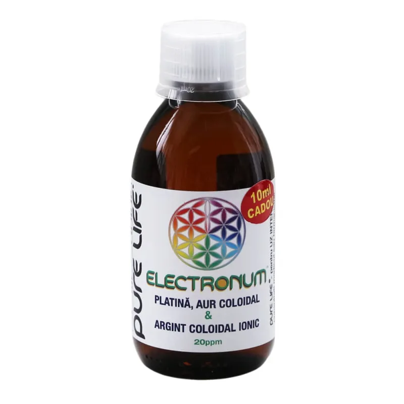 ELECTRONUM AUR, PLATINA si ARGINT COLOIDAL 20ppm, 240ml, Pure Life — preț și oferte