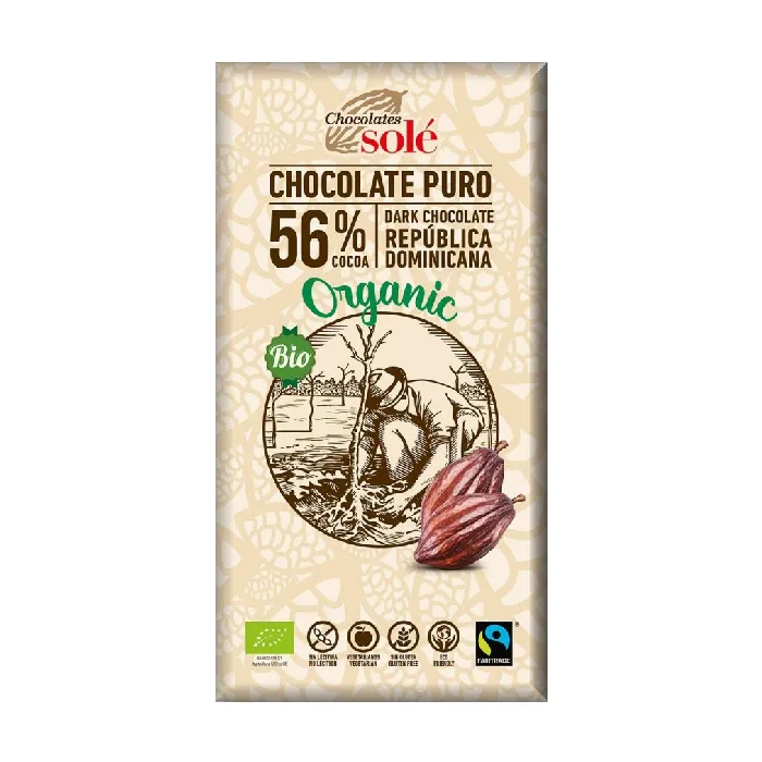Ciocolata neagra bio 56% cacao, 100g, Chocolates Sole — preț și oferte