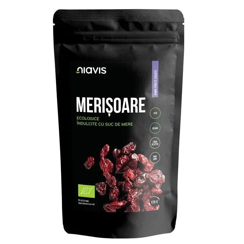 Merisoare Bio indulcite cu suc de mere, 125 g, Niavis — preț și oferte