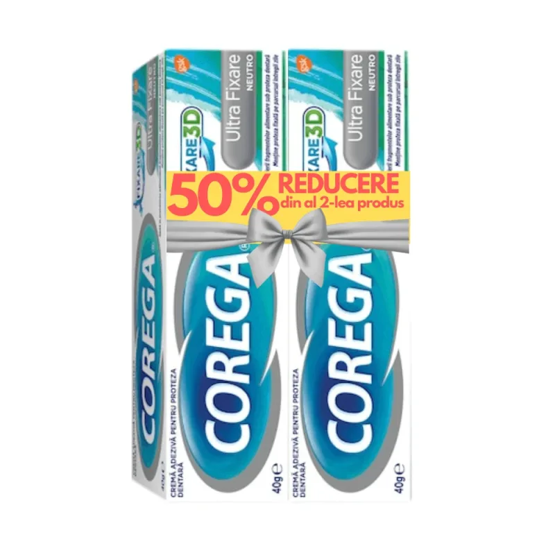 Pachet Crema adeziva pentru proteza dentara Neutro Corega, 40g + 50% reducere la al doilea produs, Gsk HALEON — preț și oferte