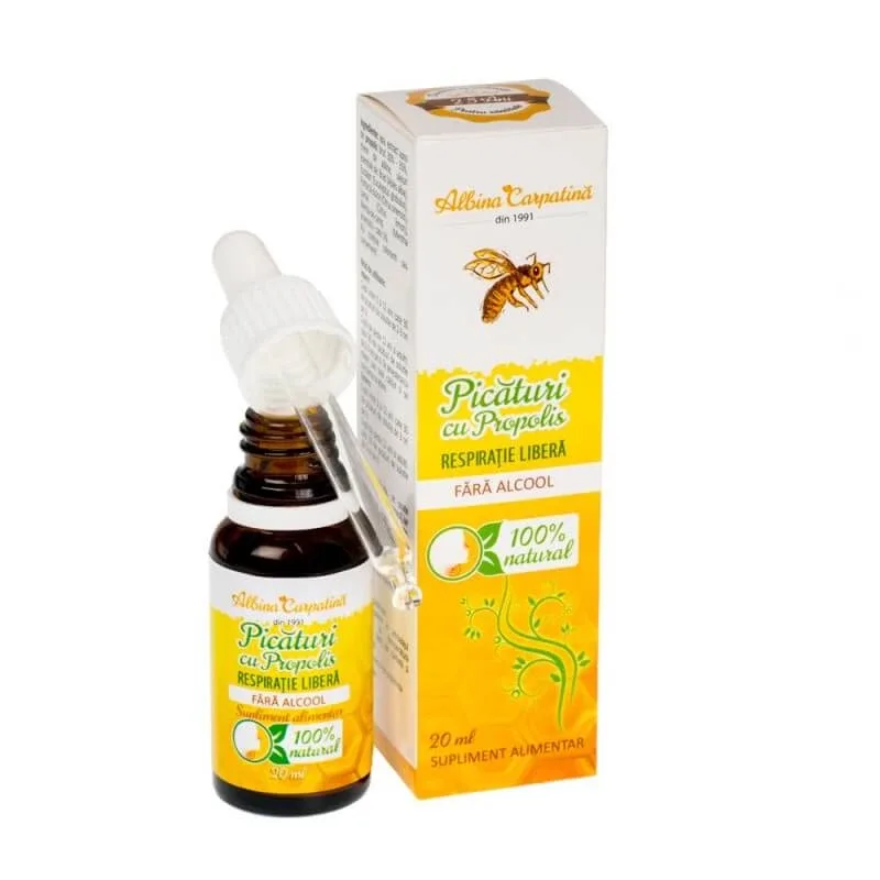 Picaturi cu Propolis respiratie libera Albina Carpatina, 20 ml, Apicola — preț și oferte