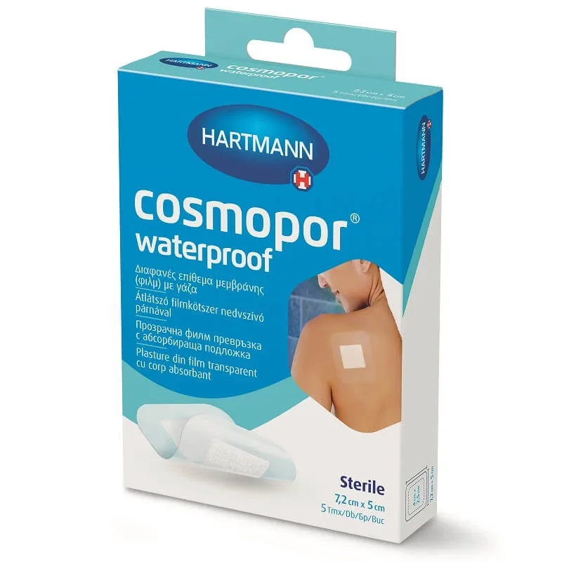 Plasturi sterili Cosmopor Waterproof 7,2 x 5 cm, 5 bucati, Hartmann — preț și oferte