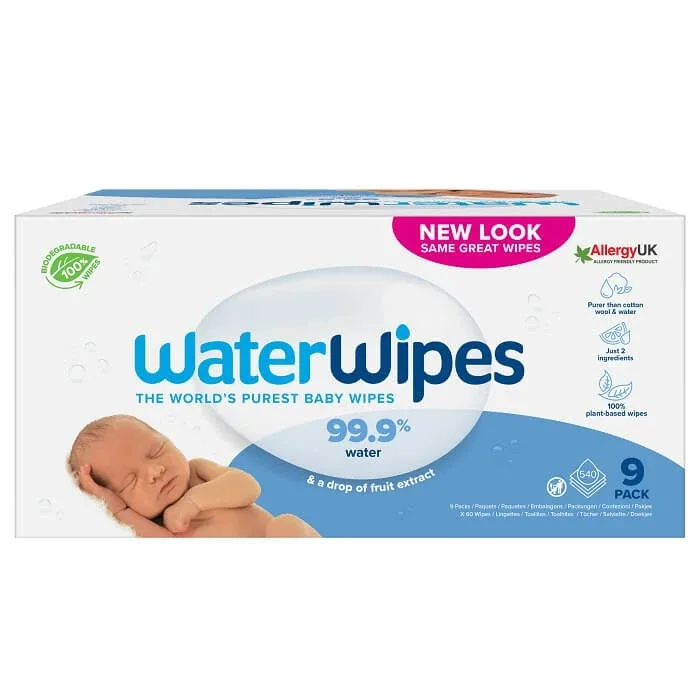 Șervețele umede biodegradabile pentru bebeluși, 9 x 60 bucăți, WaterWipes — preț și oferte
