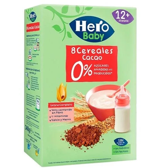 8 Cereale cu Cacao, +12 luni, 340 gr, Hero Baby — preț și oferte