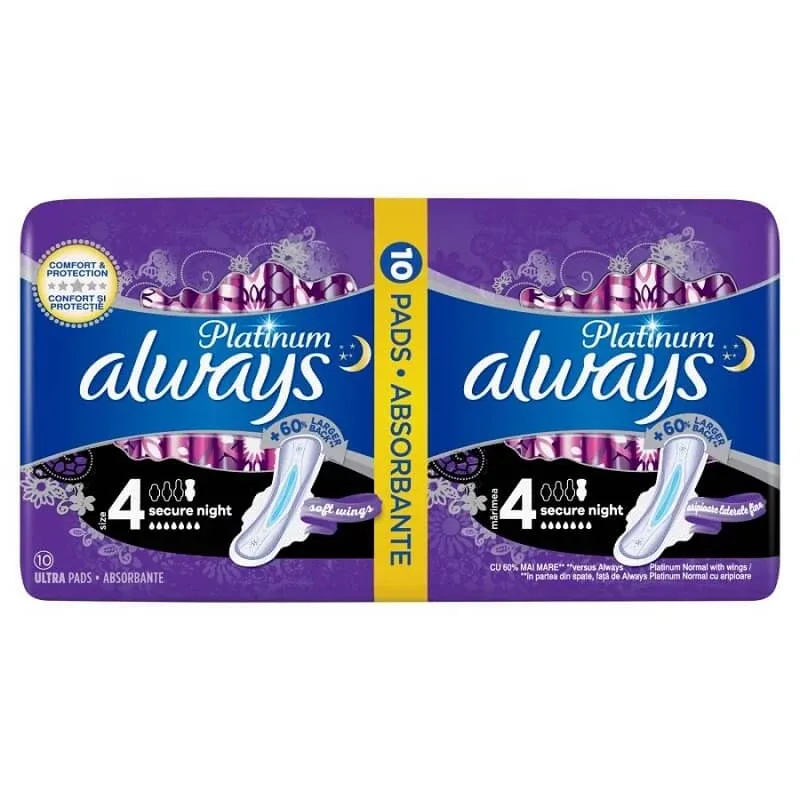 Absorbante Always Night Platinum Duo, Marimea 4, 10 buc, P&G — preț și oferte