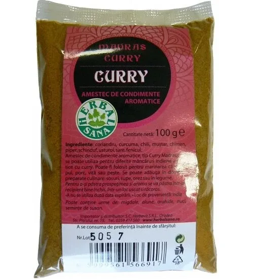 Amestec de condimente aromatice Curry, 100 gr, Herbal Sana — preț și oferte