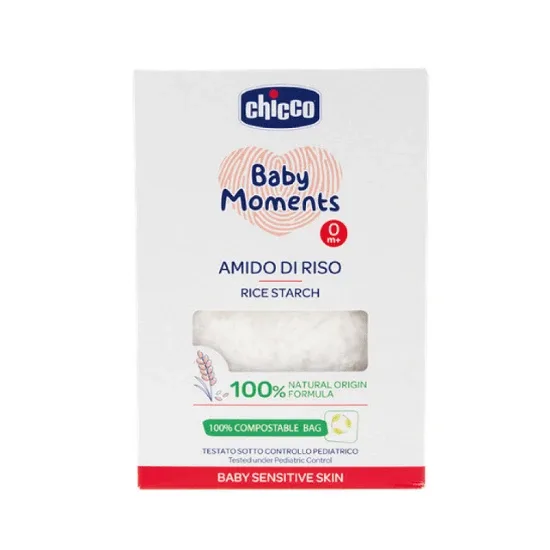 Amidon dermatologic din orez pentru baie Baby Moments Sensitive, 250 grame, +0 luni, Chicco — preț și oferte
