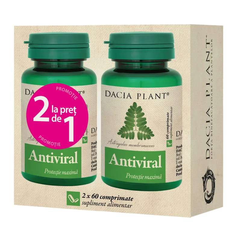 Antiviral echinaceea si astragalus, 60 comprimate, 1+1, Dacia Plant — preț și oferte