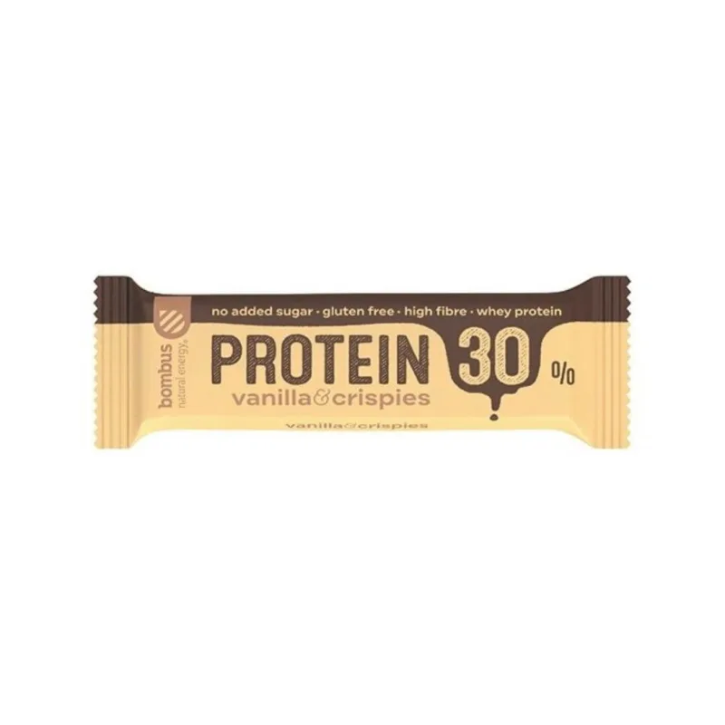 Baton proteic cu vanilie si crispies, 50 gr, Bombus — preț și oferte