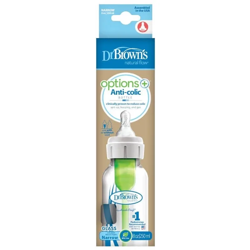 Biberon Anti-Colici din sticla cu gat ingust, Options+, 250 ml, Dr. Browns — preț și oferte