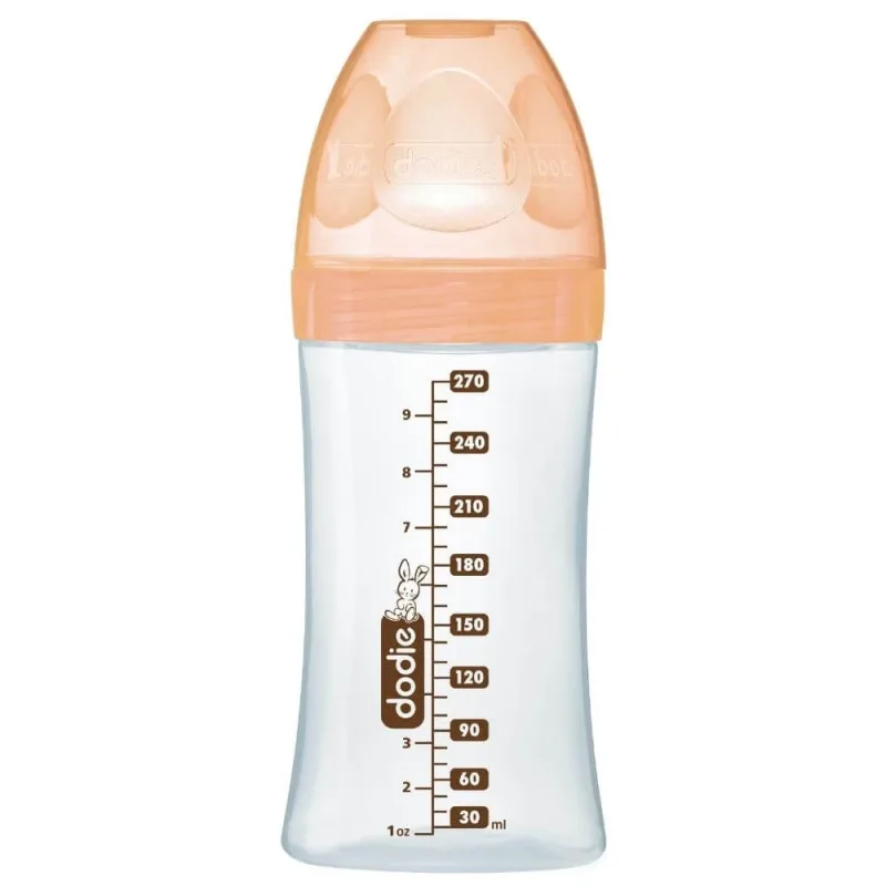 Biberon din sticla cu functie senzoriala si tetina plata anti-colici Debit 2, Caprioara, 0-6 luni, 270 ml, Dodie — preț și oferte
