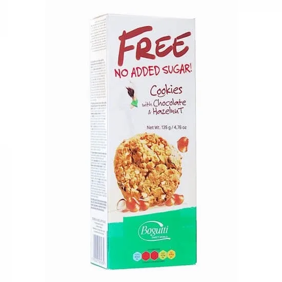 Biscuiti cu ciocolata si alune, fara zahar adaugat, 135g, Bogutti — preț și oferte