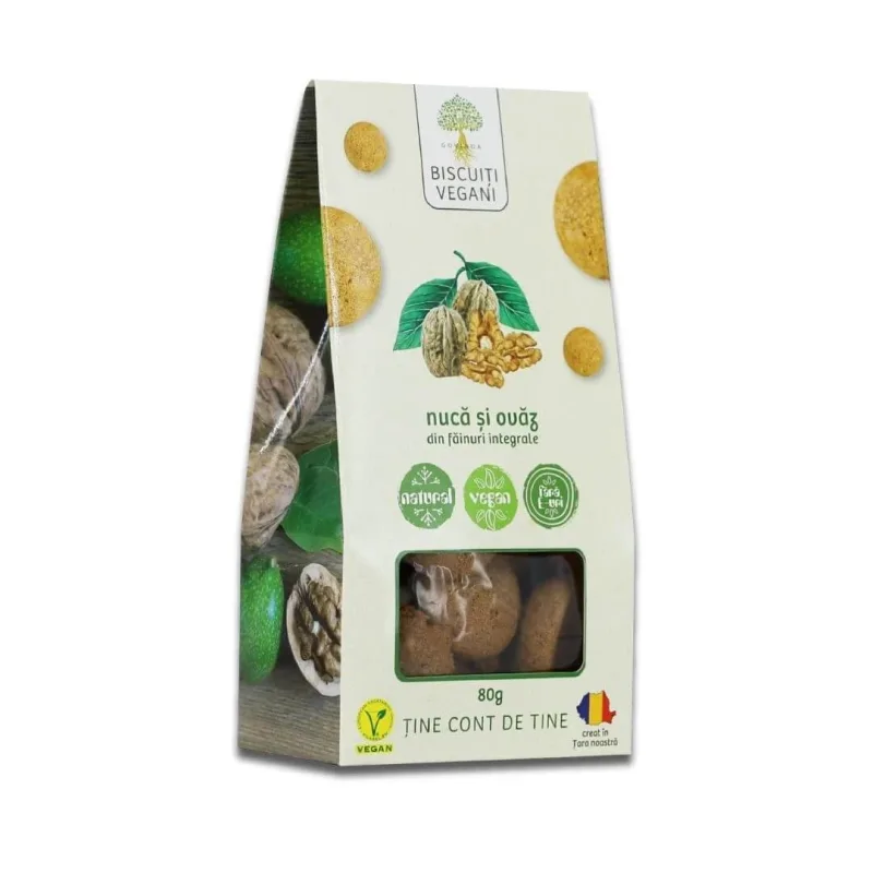 Biscuiti vegani cu nuca si ovaz, 80 gr, Govinda — preț și oferte