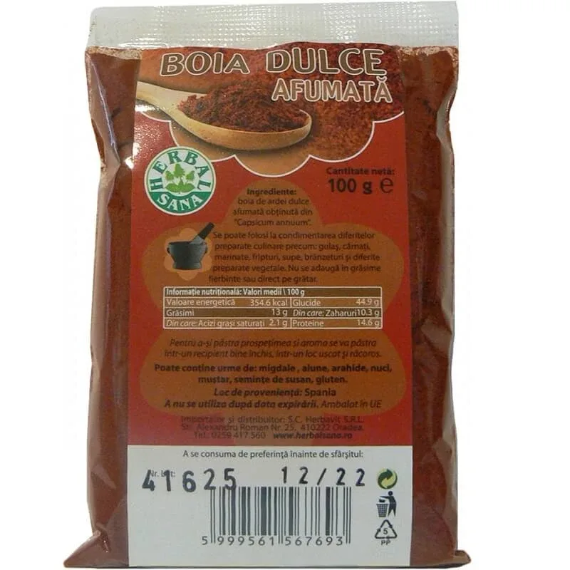 Boia dulce afumata, 100 gr, Herbal Sana — preț și oferte