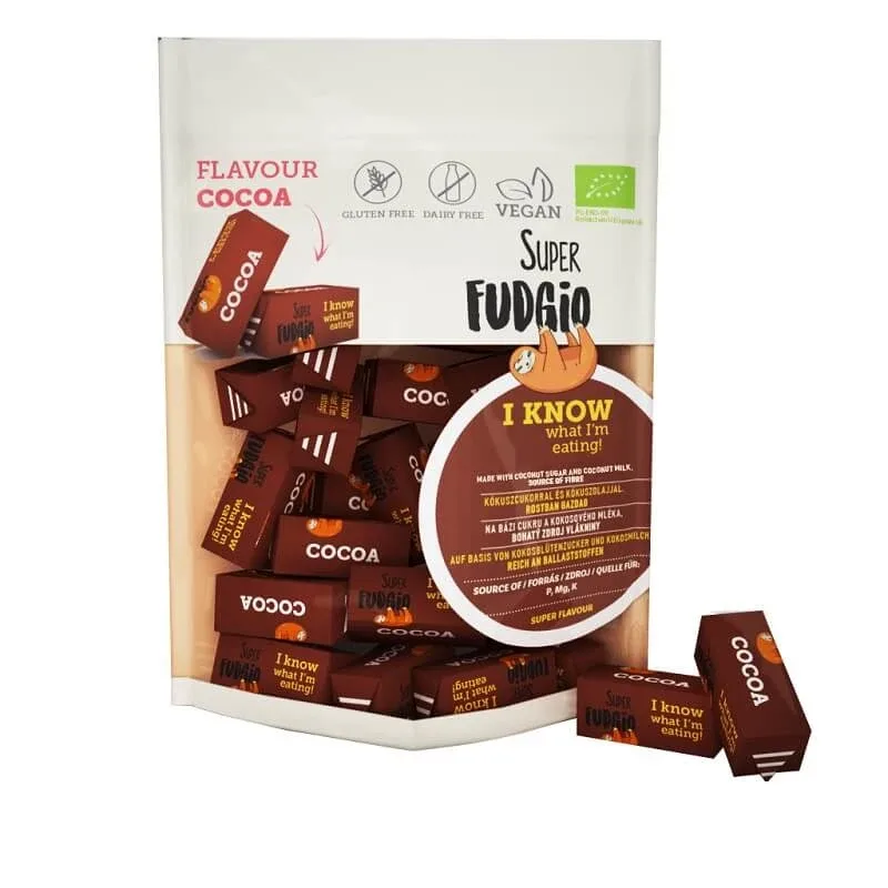 Caramele Bio cu aroma de cacao, 150 g, Super Fudgio — preț și oferte