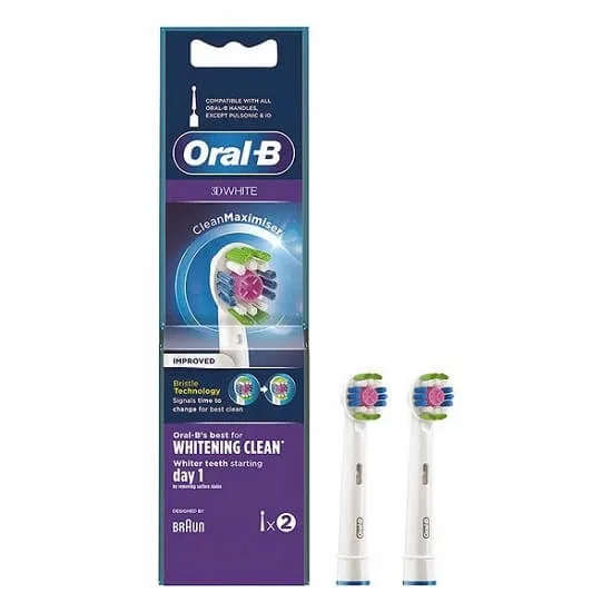 Capete de rezerva pentru periuta de dinti electrica, 3D White, 2 buc, Oral-B — preț și oferte