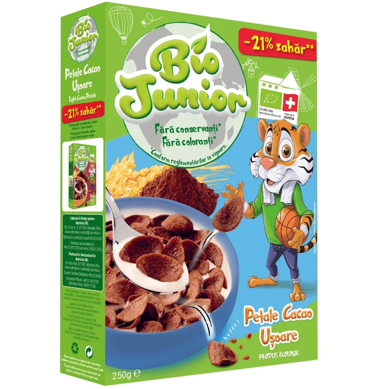 Cereale din petale de cacao usoare, 250 gr, Bio Junior — preț și oferte