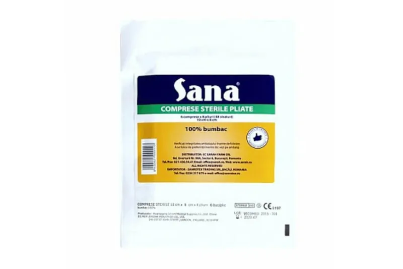 Comprese sterile pliate, 10x8 cm, 48 straturi, Sana — preț și oferte