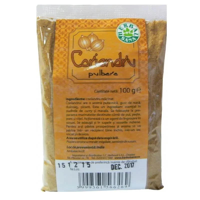 Coriandru pulbere, 100 gr, Herbal Sana — preț și oferte
