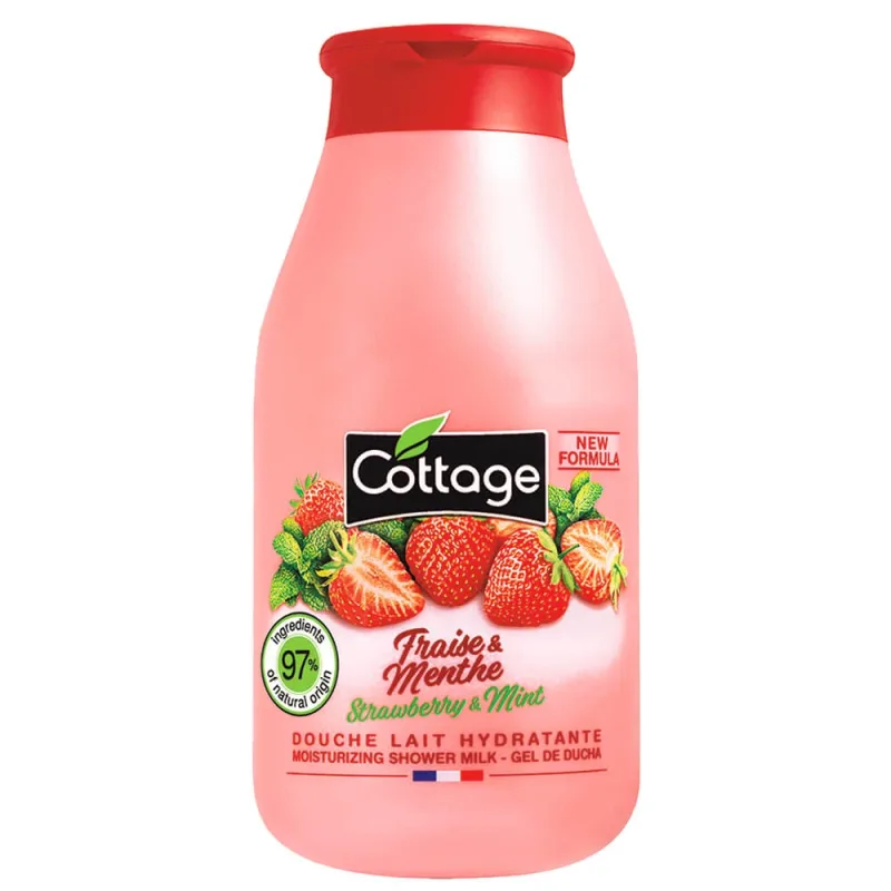 Gel de dus hidratant cu lapte si extract de capsuni si menta, 250 ml, Cottage — preț și oferte