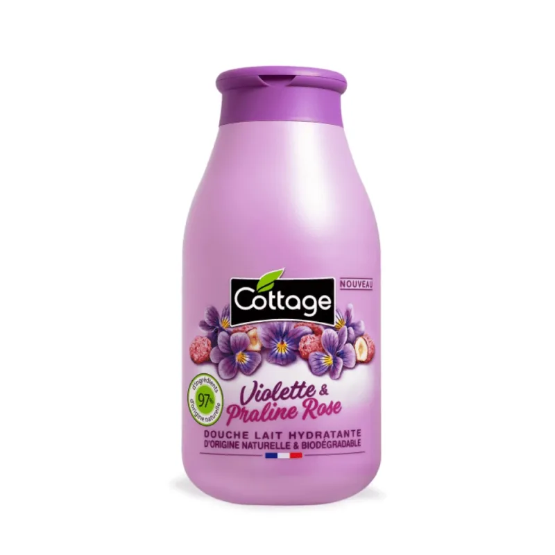 Gel de dus hidratant cu lapte si extract de Violete si Praline roz, 250 ml, Cottage — preț și oferte