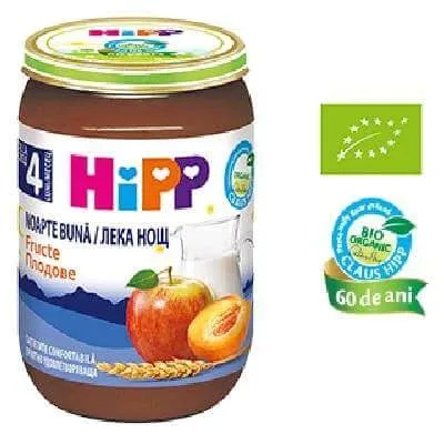 Gris cu lapte si fructe Noapte buna, +4 luni, 190 g, Hipp — preț și oferte