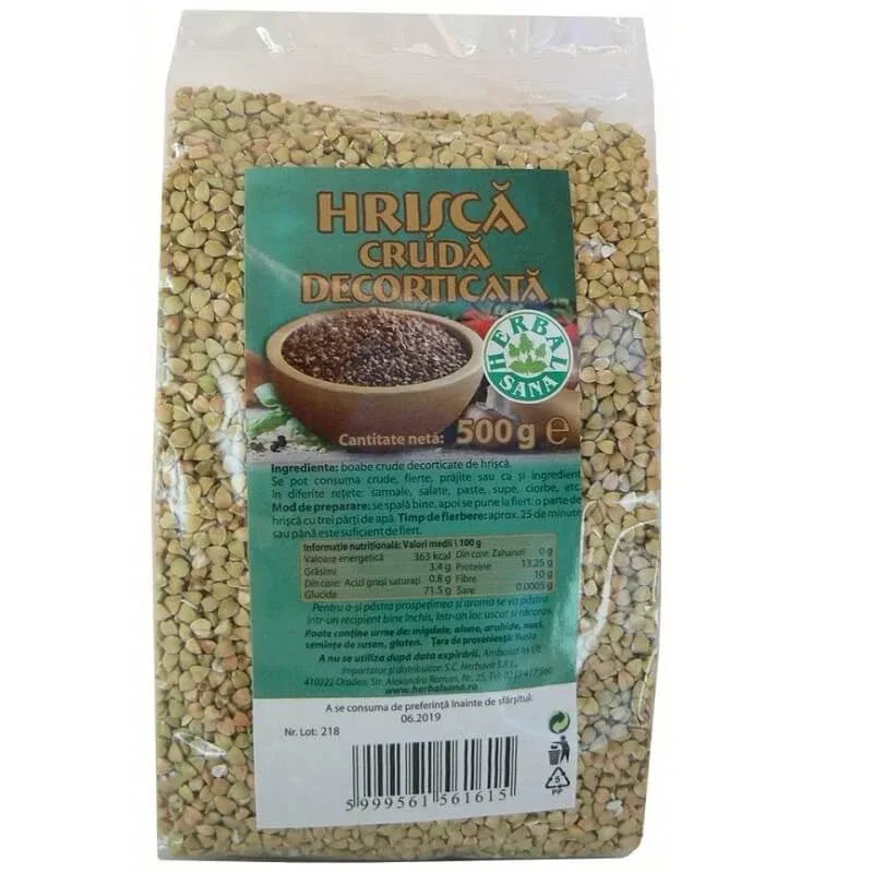 Hrisca cruda decorticata, 500 gr, Herbal Sana — preț și oferte