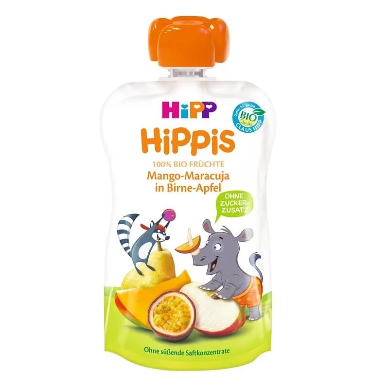 Hippis piure fructe Pară, Măr, Mango, Fructul Pasiunii, 100 gr, Hipp — preț și oferte