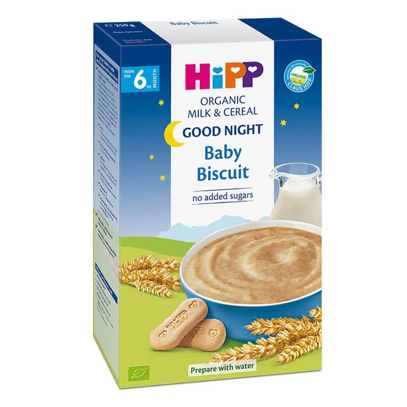 Lapte si cereale cu biscuitul copilului Noapte Buna, 250 g, Hipp — preț și oferte