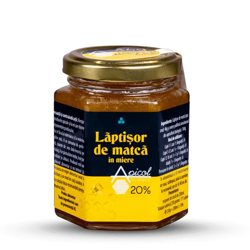 Laptisor de matca in miere 20%, 230 gr, Apicol Science — preț și oferte