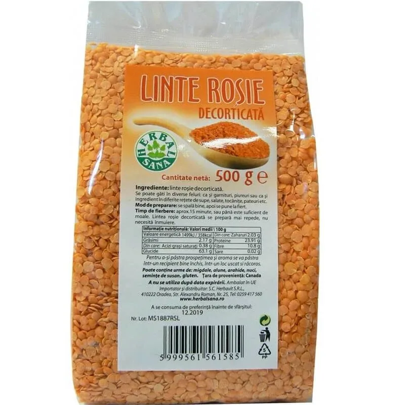 Linte rosie, 500 gr, Herbal Sana — preț și oferte