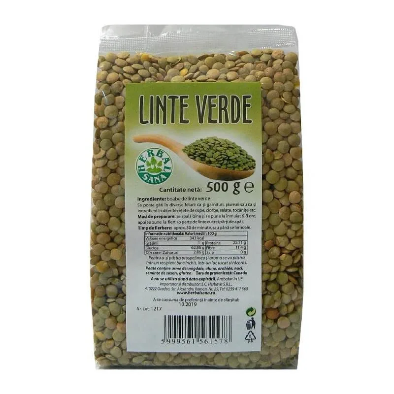 Linte verde, 500 gr, Herbal Sana — preț și oferte