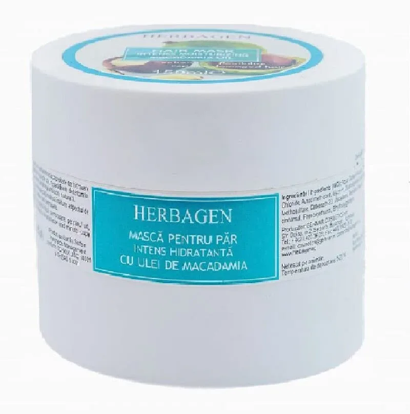 Masca de par intens hidratanta cu ulei de macadamia, 150 ml, Herbagen — preț și oferte