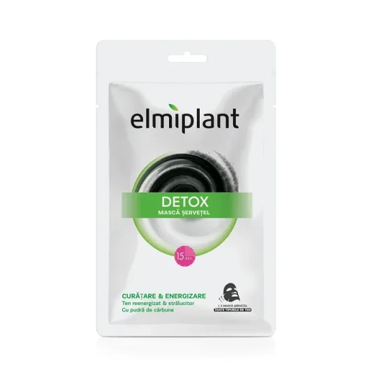Masca servetel energizanta cu carbune Detox, 20 ml, Elmiplant — preț și oferte