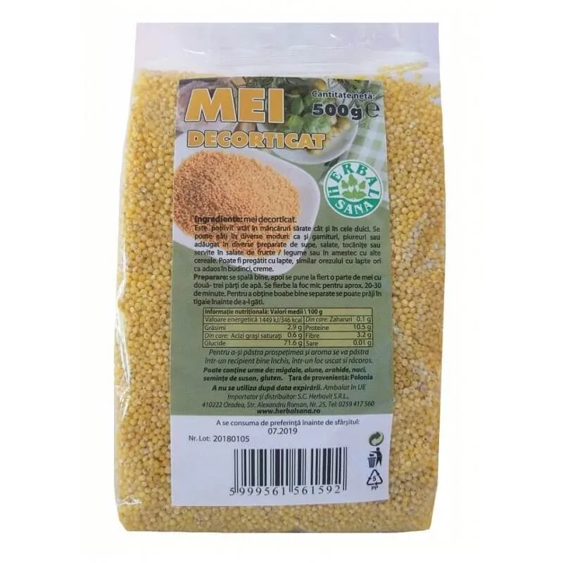 Mei decorticat, 500 gr, Herbal Sana — preț și oferte